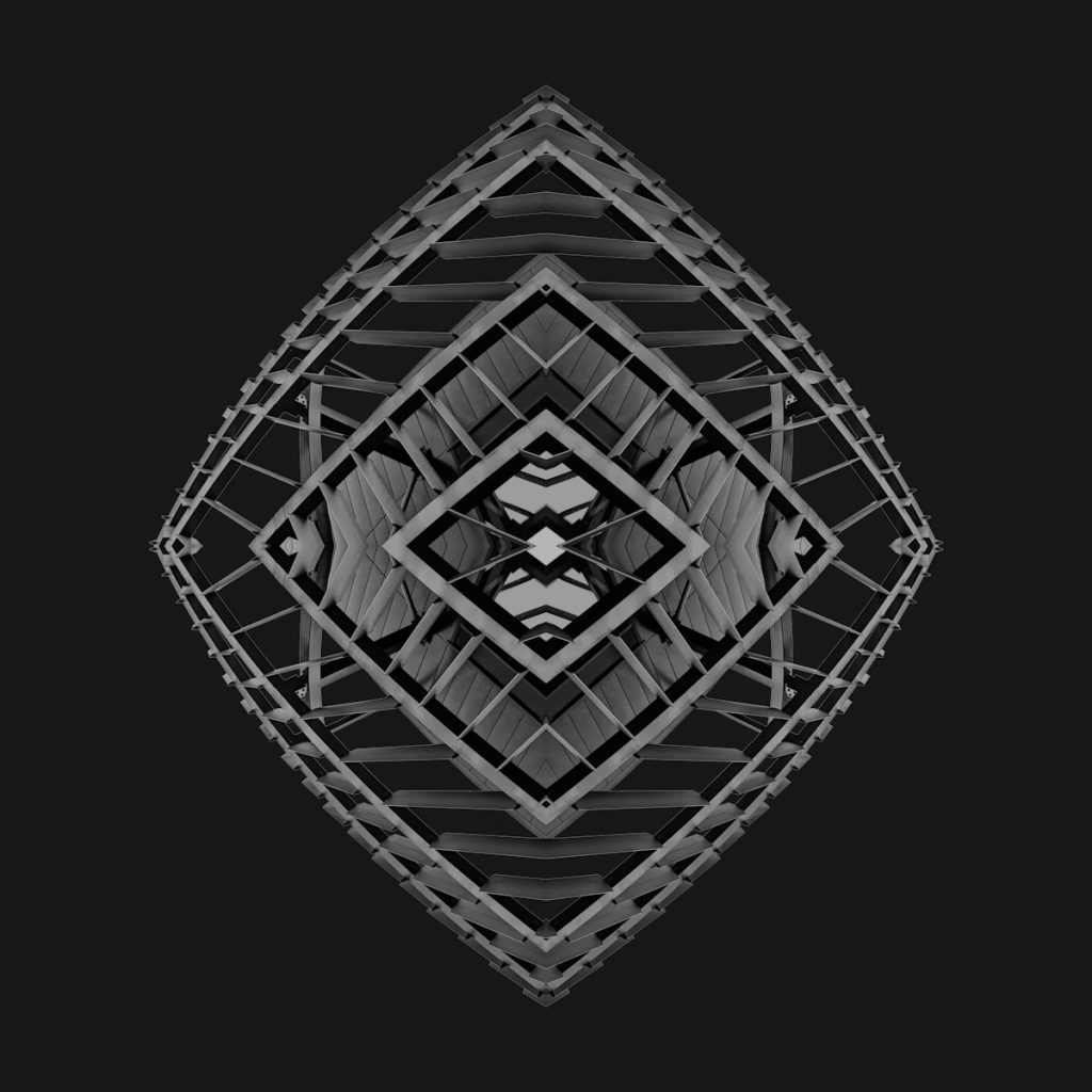 Geometric gray design with a diamond shape.