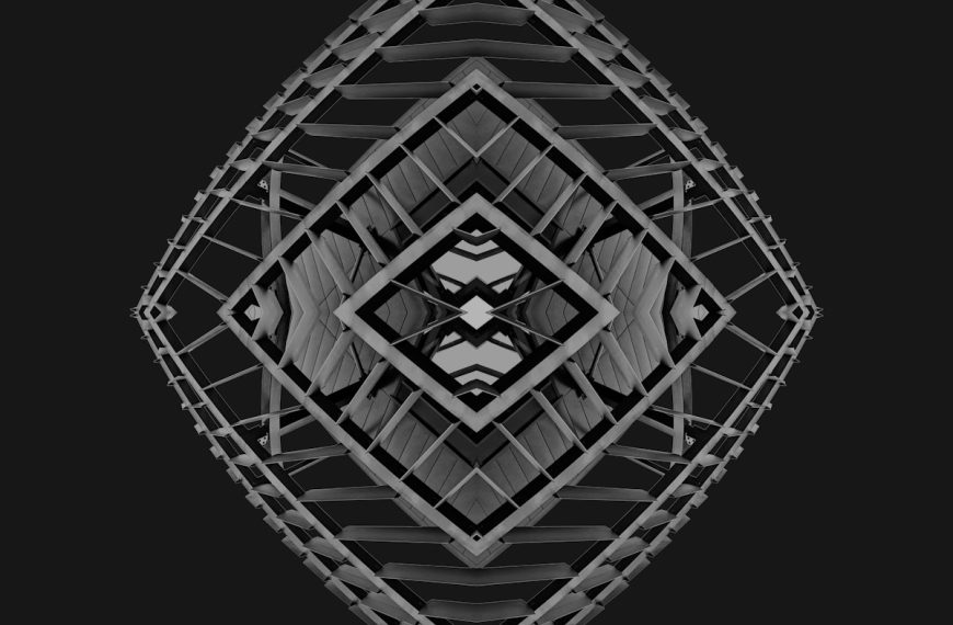 Geometric gray design with a diamond shape.